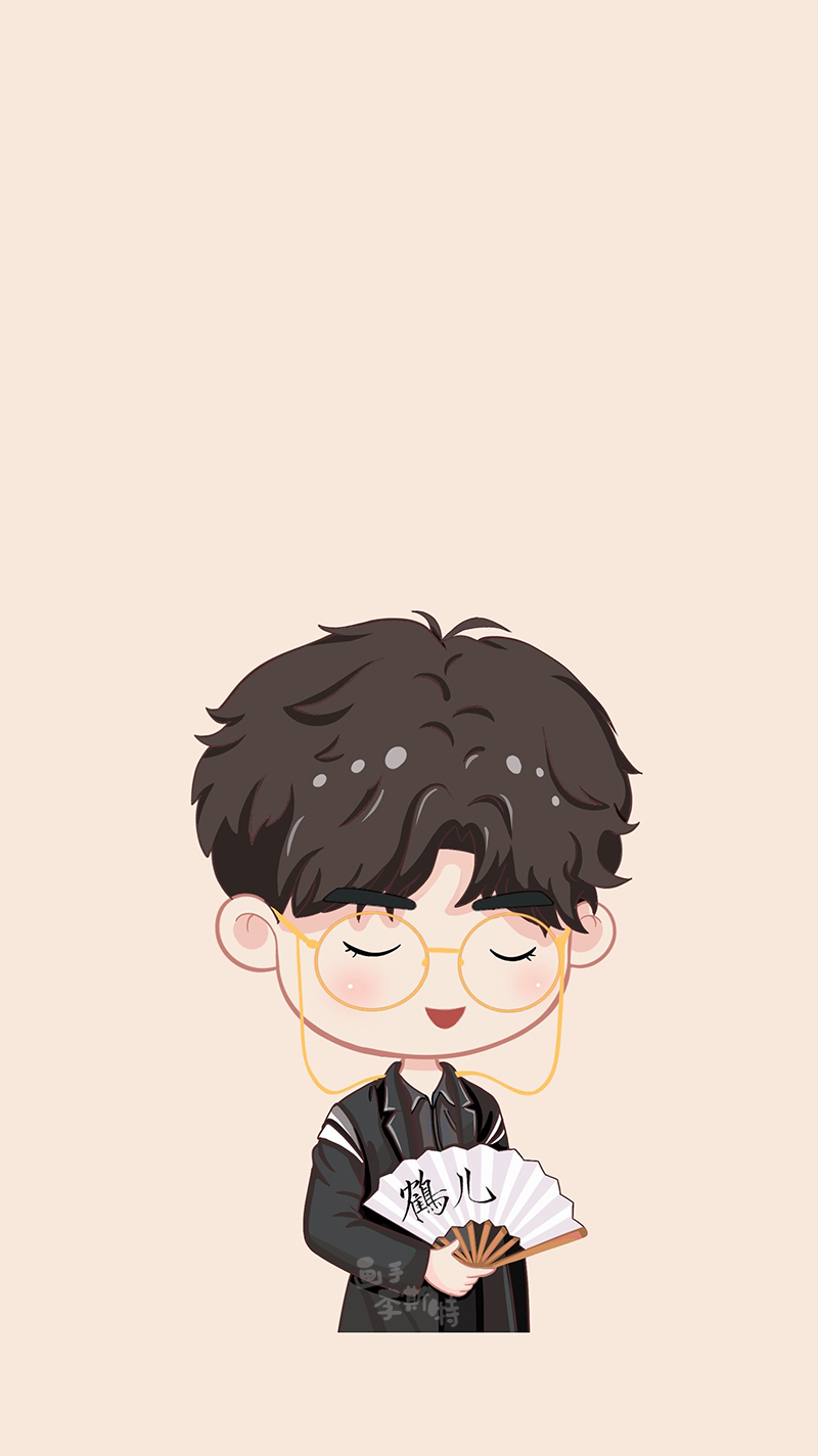 温柔易烊千玺大佬,今日iPad画画打卡Q版漫画表情包,手拿扇子,酷酷哒可爱的易大佬