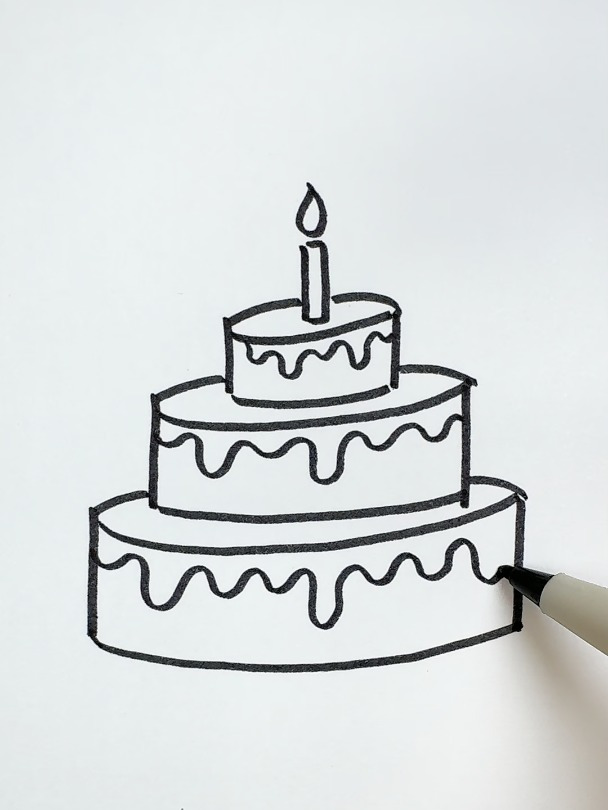 用7个1画蛋糕,又快又简单