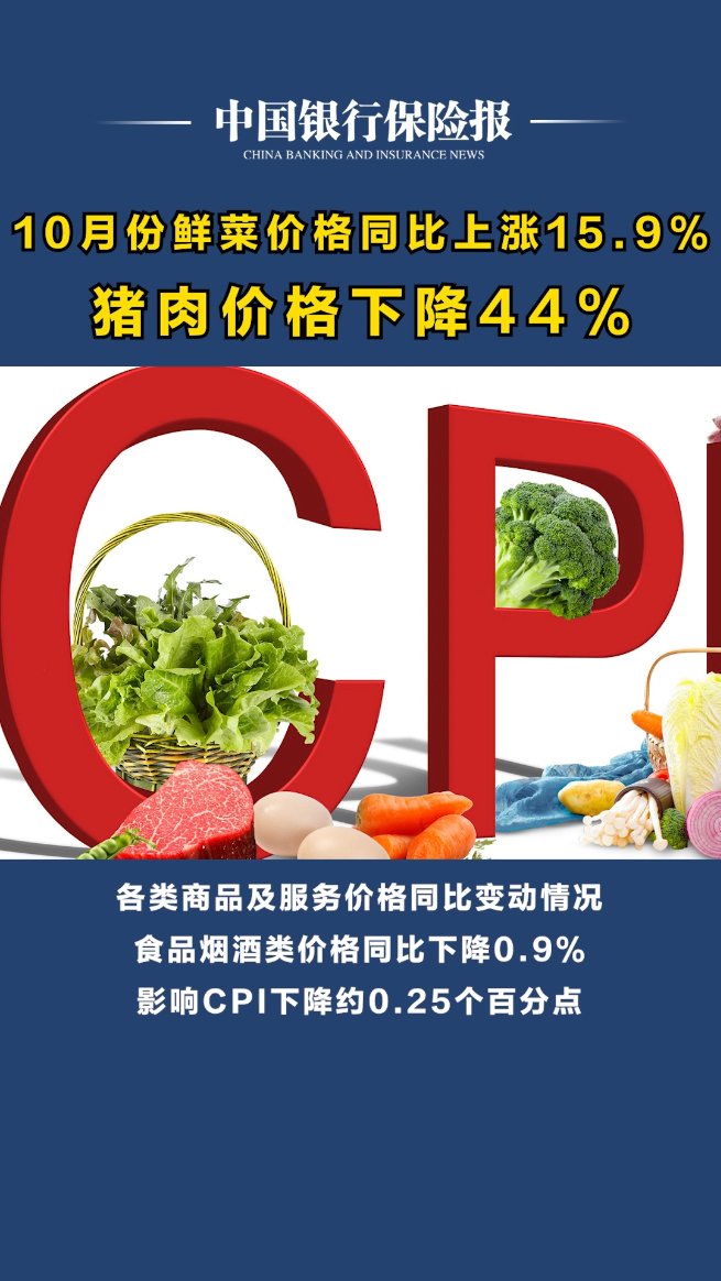 统计局:10月份鲜菜价格同比上涨15.9%,猪肉价格同比下降44%