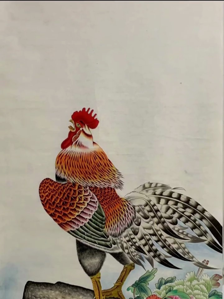 一鸣惊人鸿运当头 大吉大利,工笔画公鸡