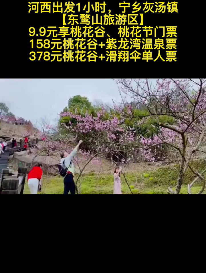 河西出发1小时,宁乡灰汤镇,东鹜山旅游区,9.9元享桃花谷