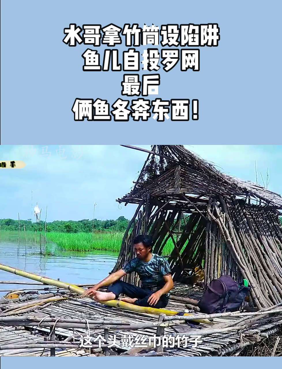 水哥拿竹筒设陷阱,鱼儿自投罗网,最后,俩鱼各奔东西!
