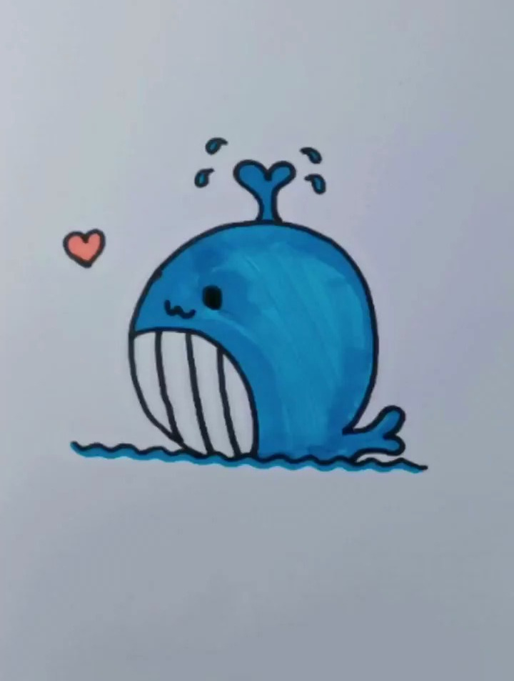 可爱的鲸鱼,儿童简笔画教程