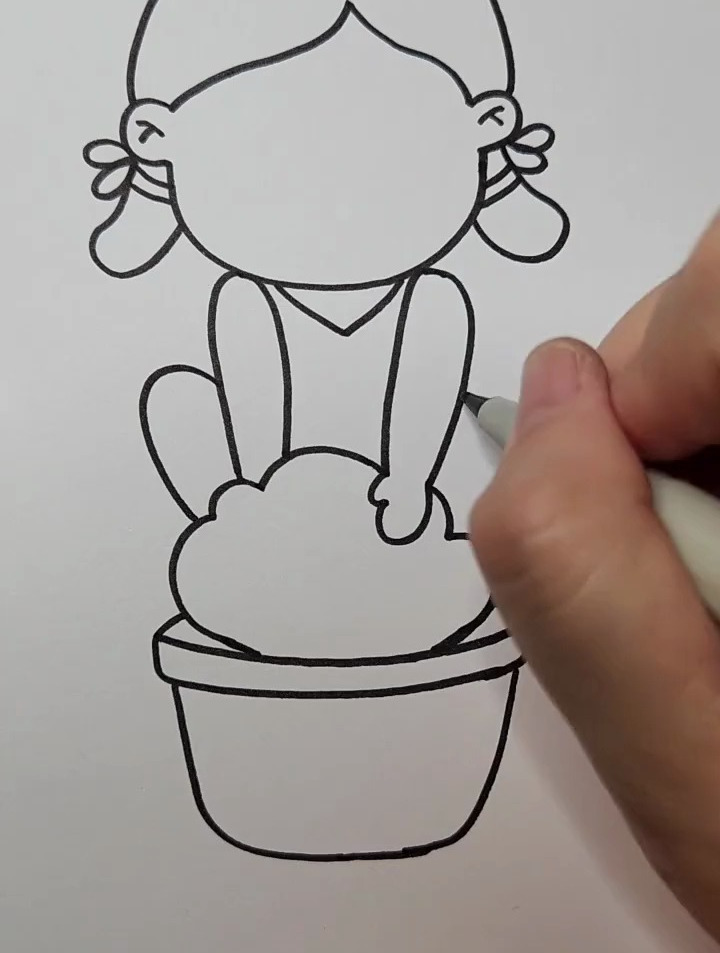 小女孩洗衣服简笔画 劳动最光荣