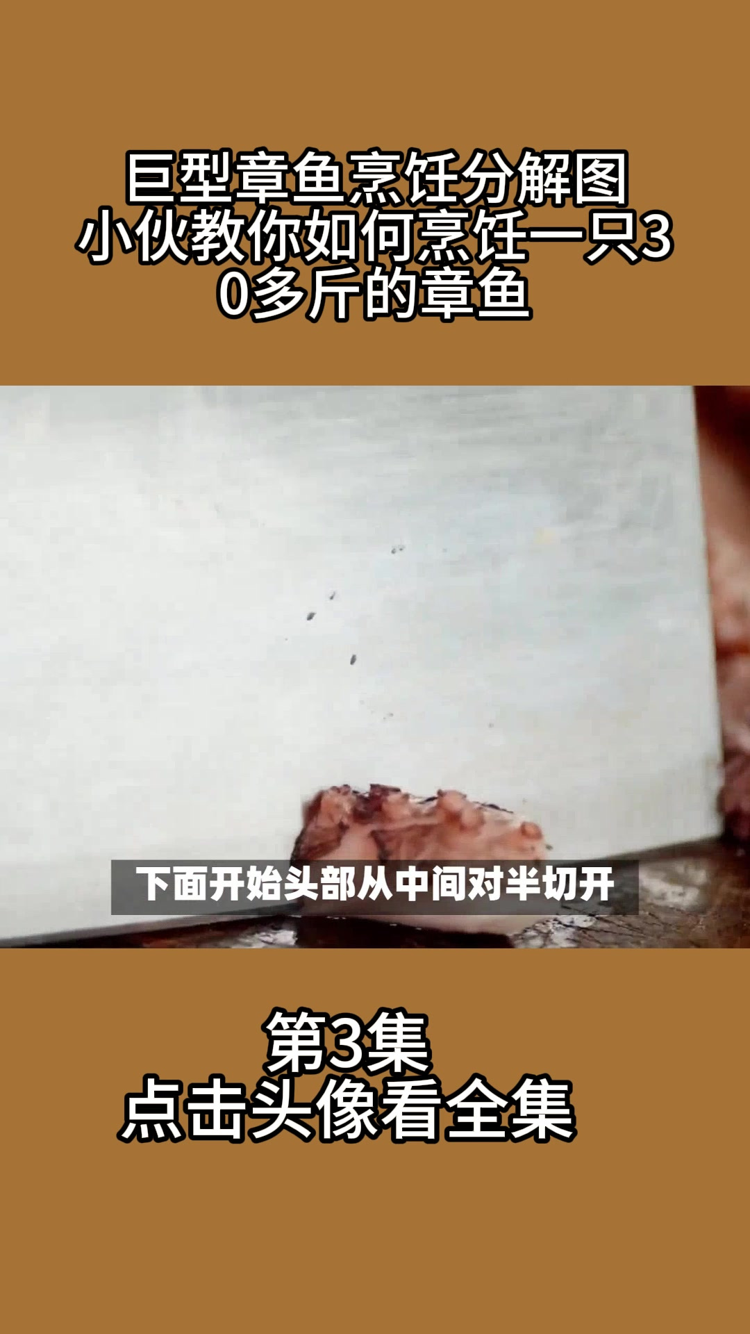 巨型章鱼烹饪分解图,小伙教你如何烹饪一只30多斤的章鱼3
