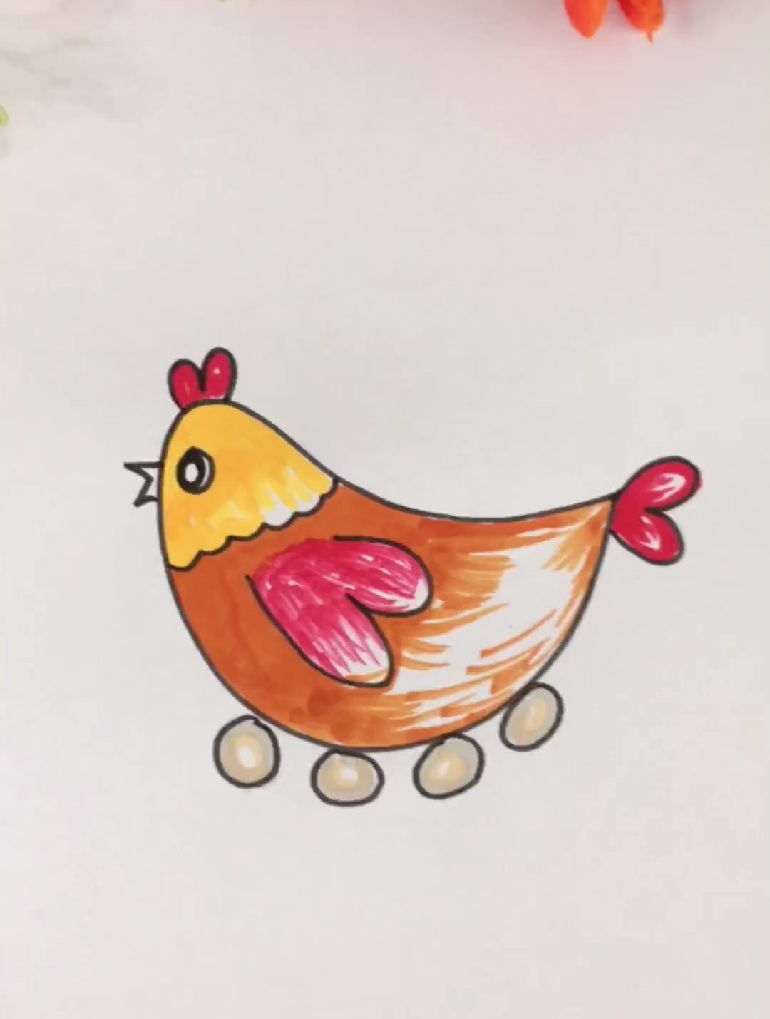 母鸡简笔画 一学就会的简笔画 一学就会系列 亲子简笔画