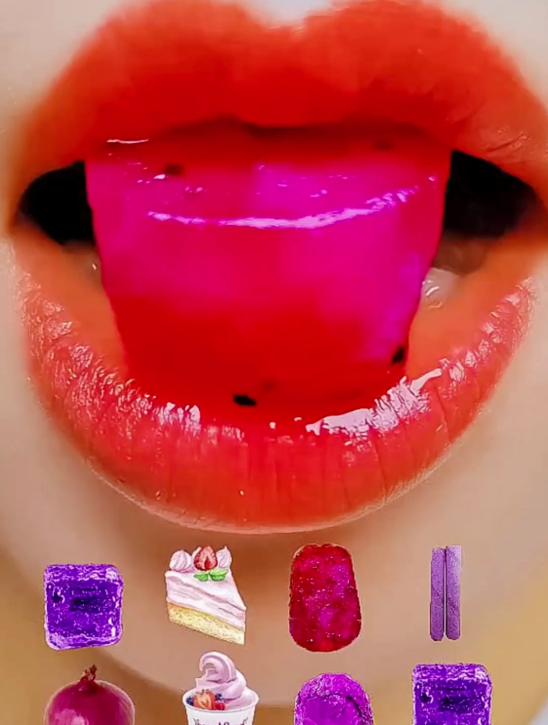 蓝莓冰块 草莓蛋糕 火龙果果冻