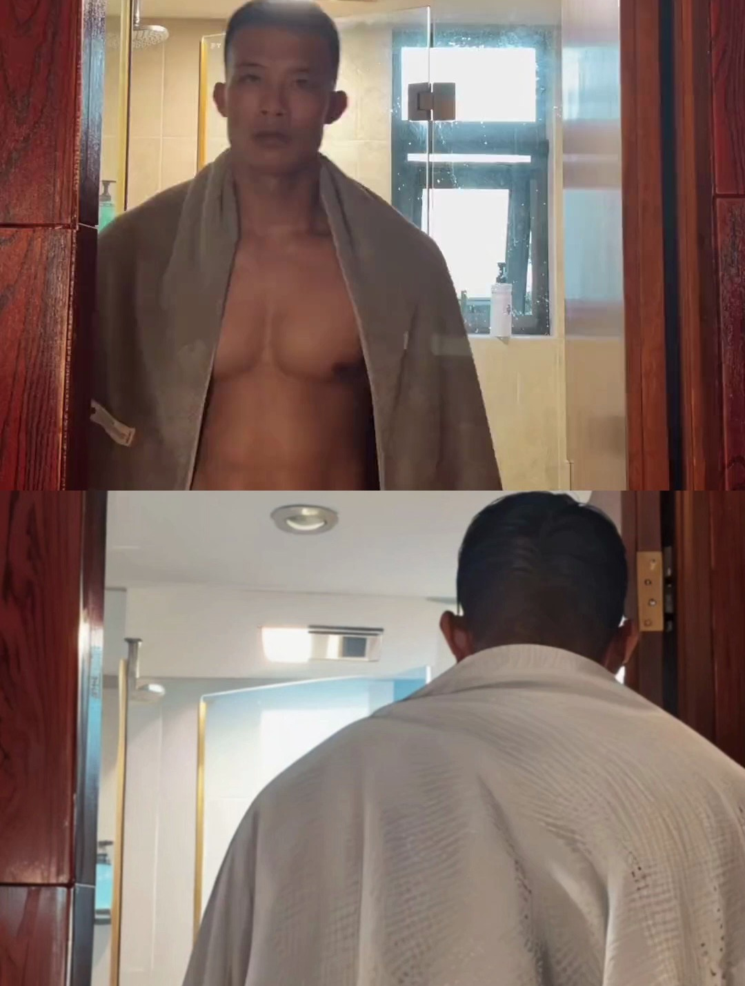 肌肉男洗完澡后,瞬间都觉得变帅了