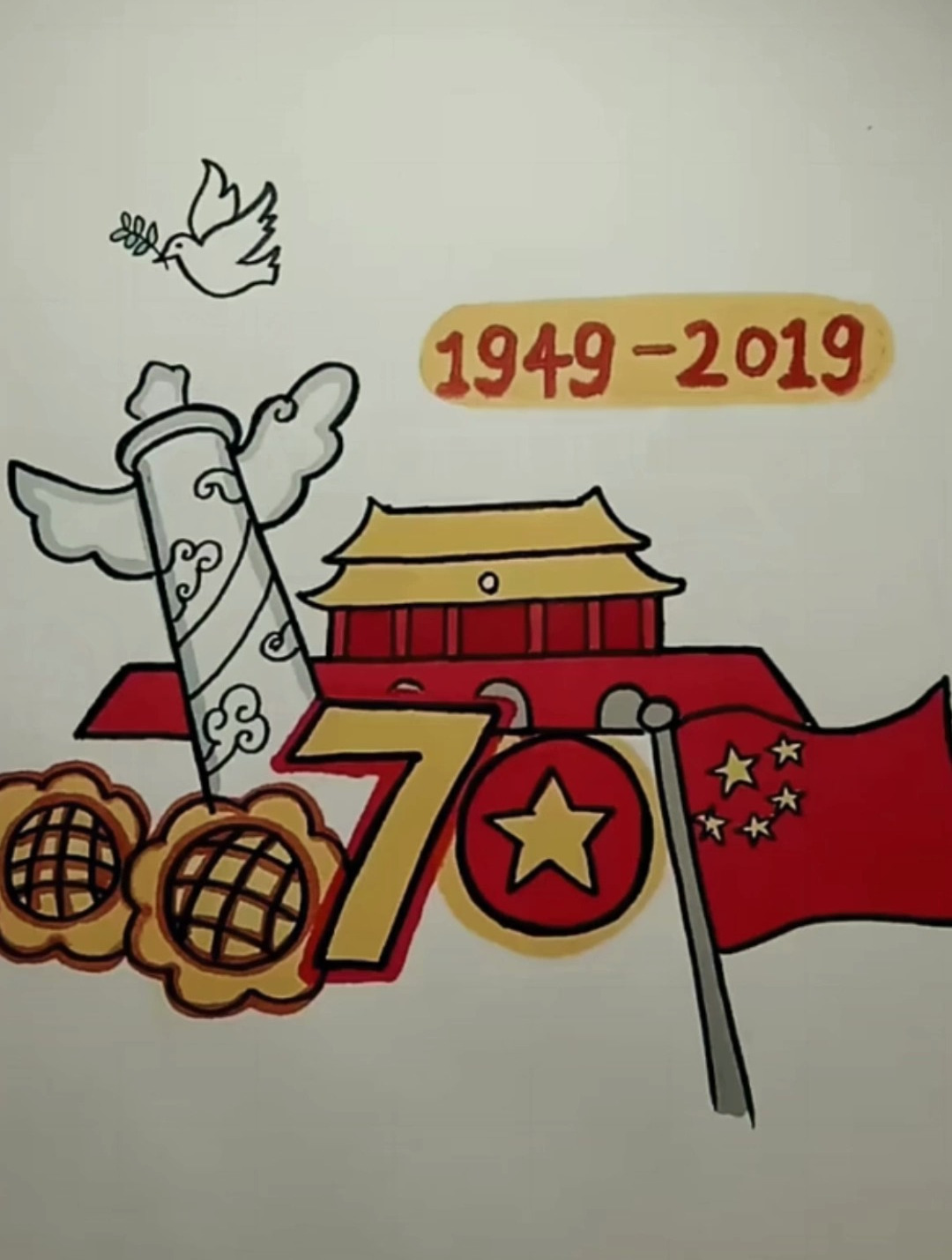 天安门简笔画来喽