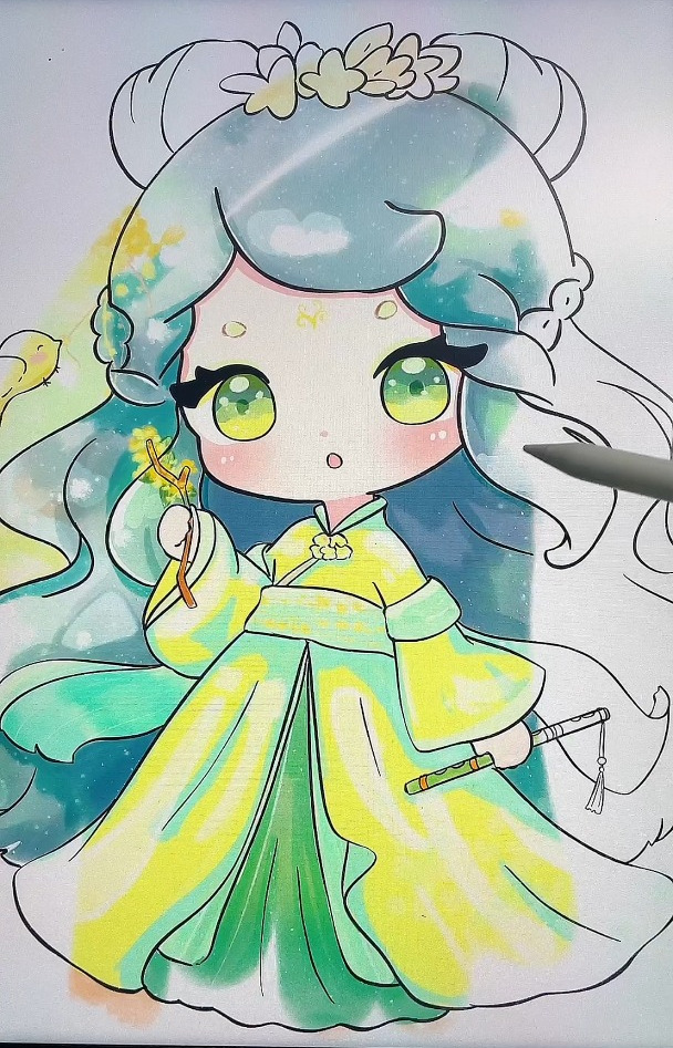 花朵拟人公主简笔画,花朵动漫公主画,可爱卡通简笔画,儿童画