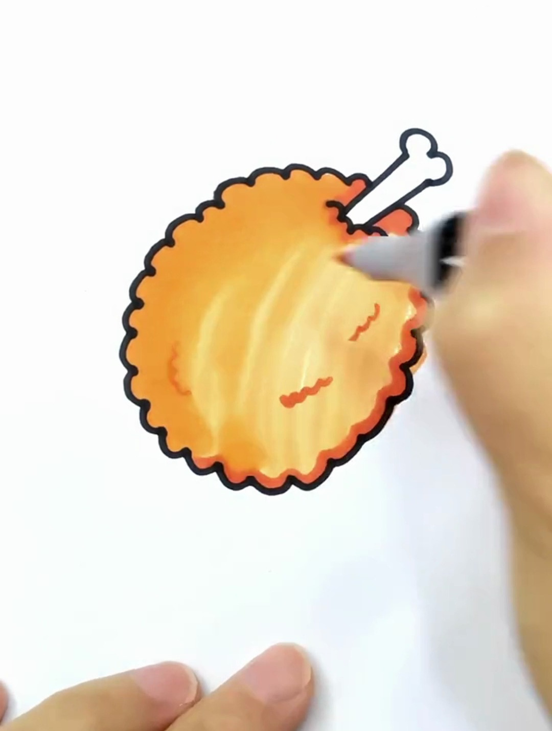 用波浪线和3画大鸡腿