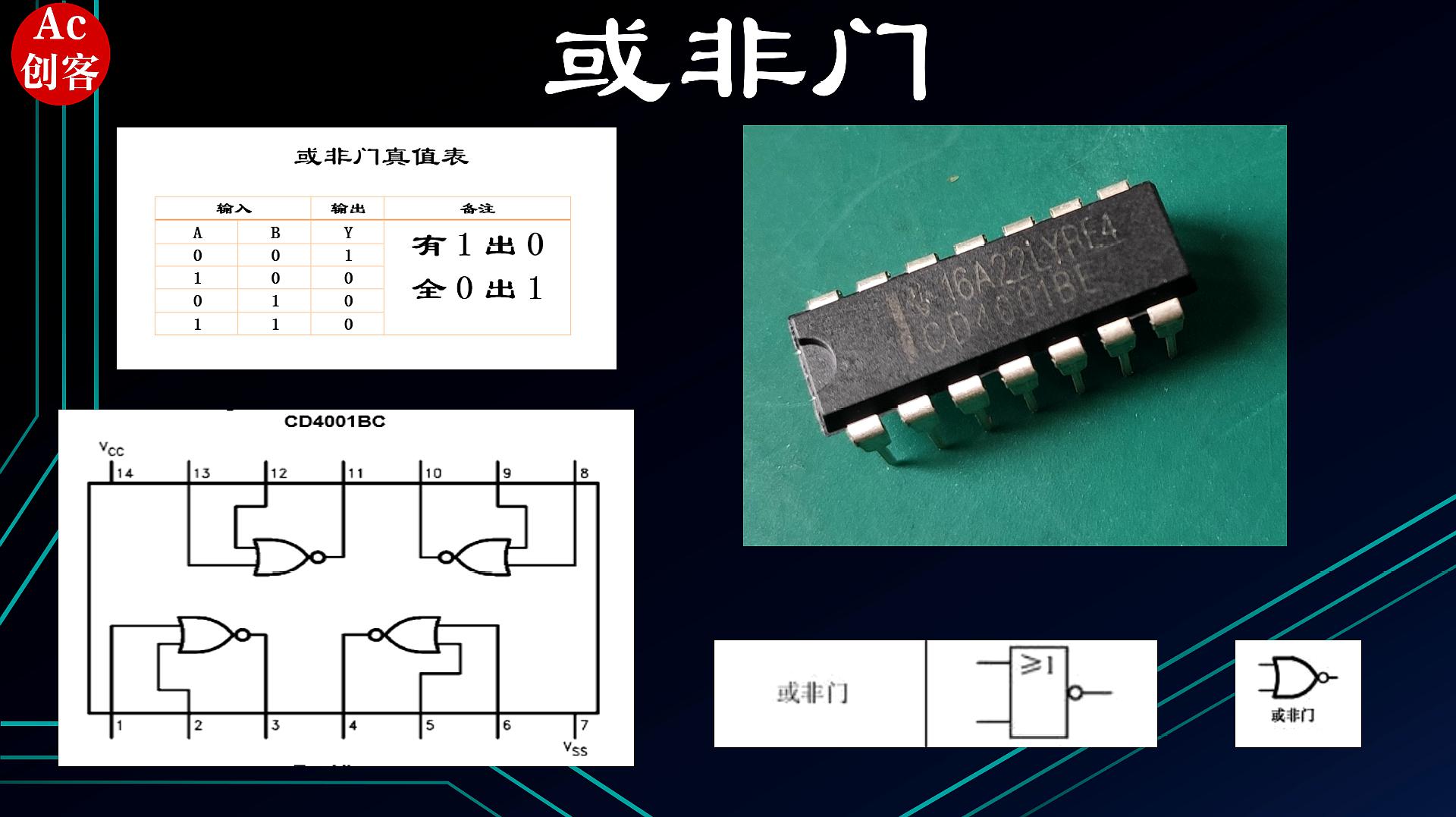 [图]从零学数电:最基础的组合门电路,或非门,有1出0,全0出1