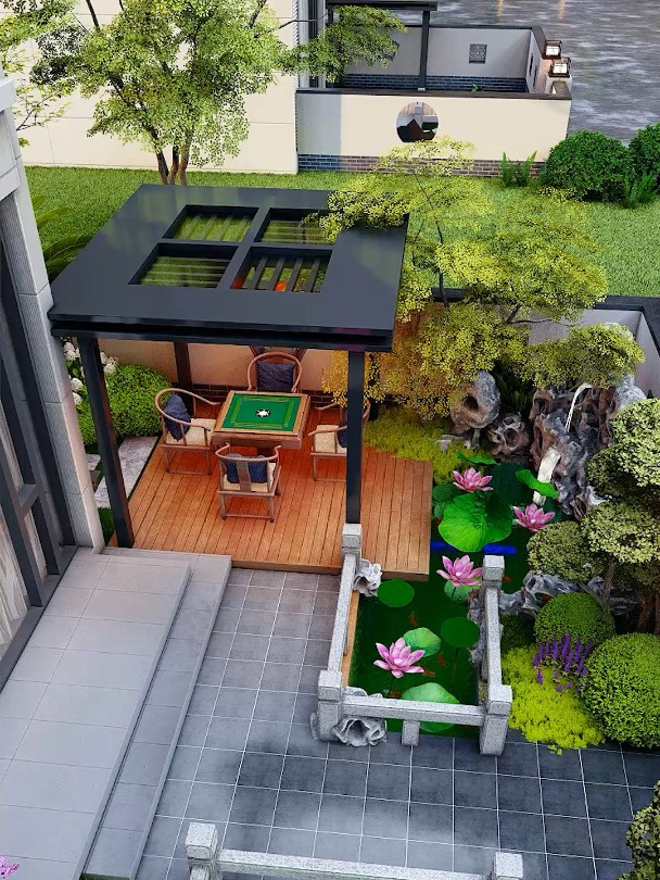 小院子也能做鱼池,来看看这个设计方案