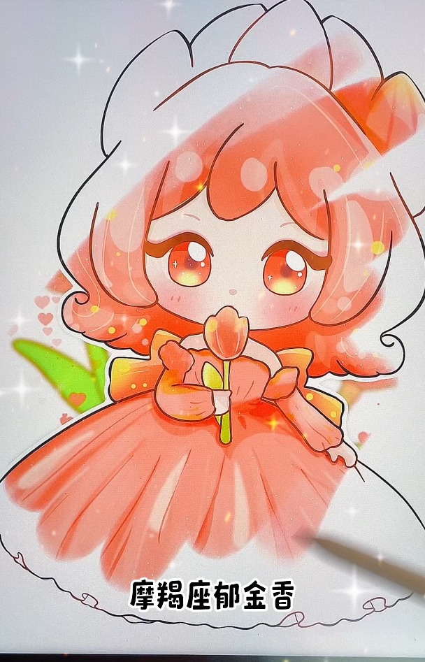 十二星座花朵公主拟人简笔画,可爱卡通公主画,儿童动漫简笔画