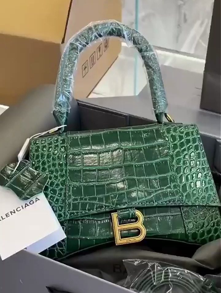 包包女2023时尚新款鳄鱼纹沙漏包真皮女包