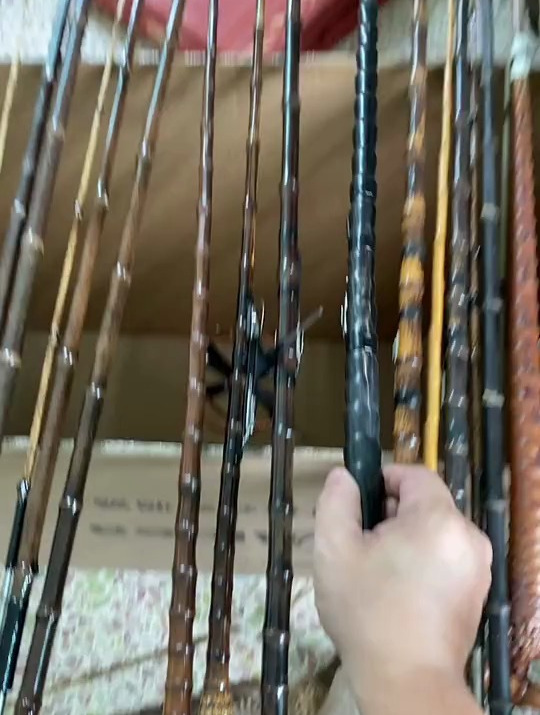 手工制作纯竹子鱼竿~