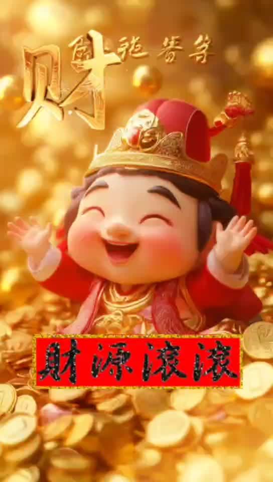 财神到好运来,金色发财手机壁纸,福泽绵长