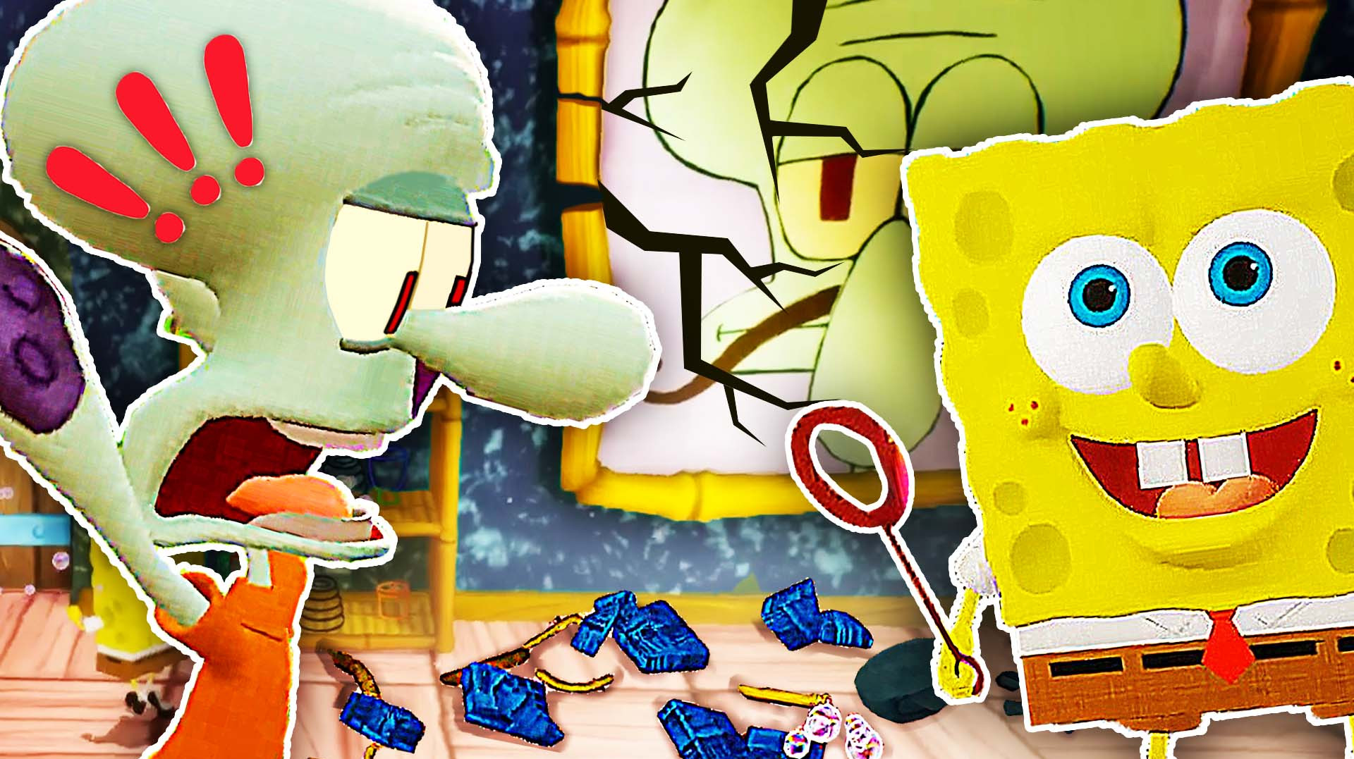 海绵宝宝 我跑到章鱼哥的家里,把它家砸了个稀巴烂 阿波兔解说