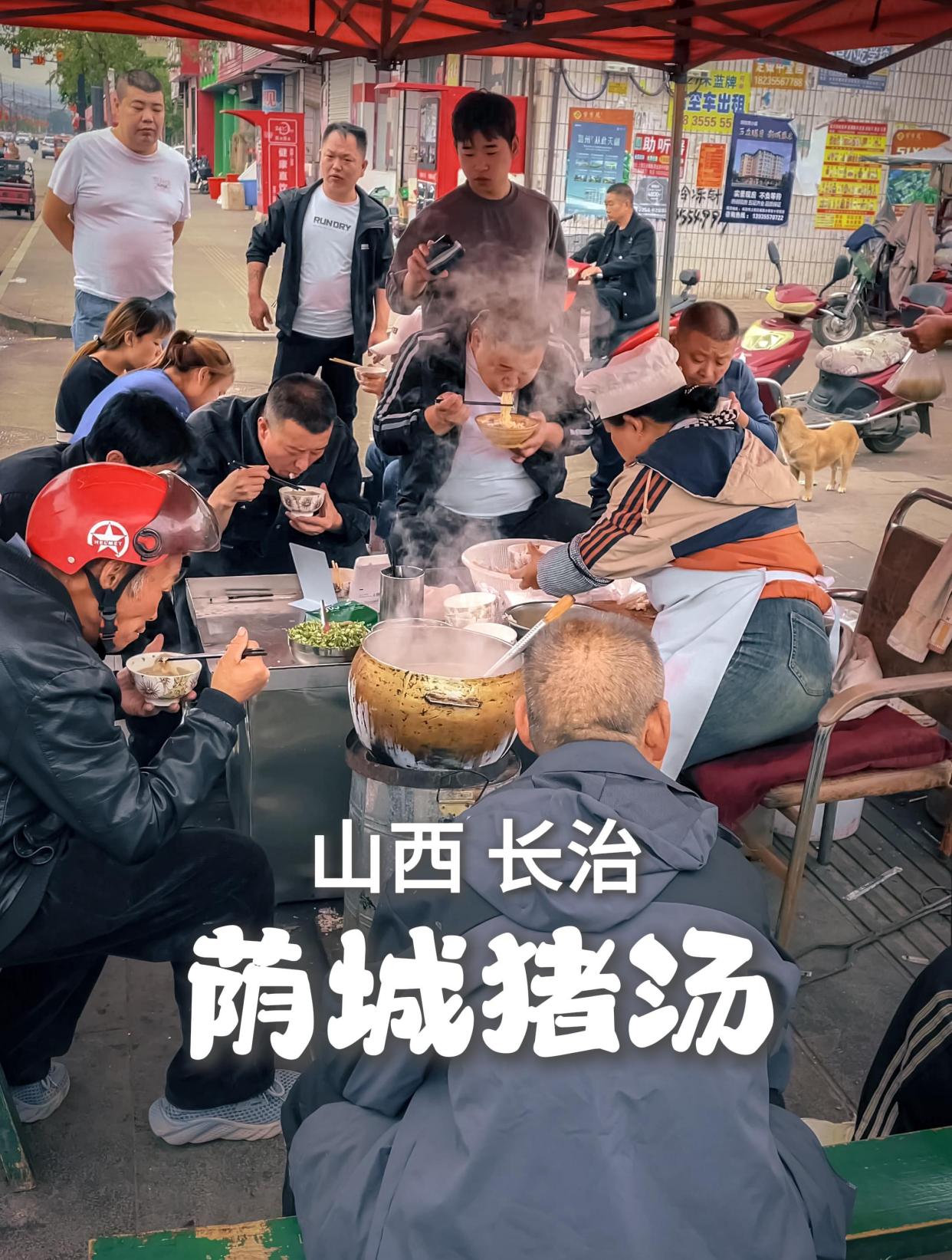 山西长治,非遗地方特色美食荫城猪汤,早上有人炫几碗