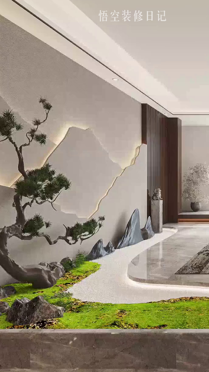 中国风家装效果,别墅装修新中式休闲客厅