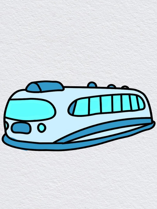 画一列地铁,交通工具简笔画,地铁简笔画