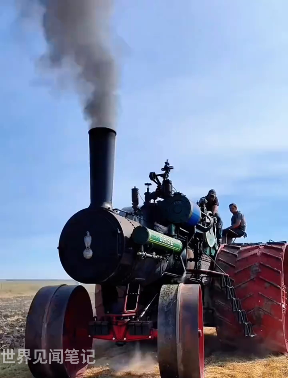 凯斯150马力蒸汽拖拉机,干活儿真给力!