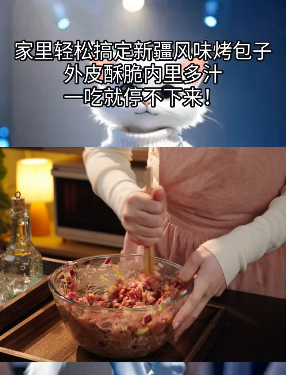 家里轻松搞定新疆风味烤包子,外皮酥脆内里多汁,一吃就停不下来!
