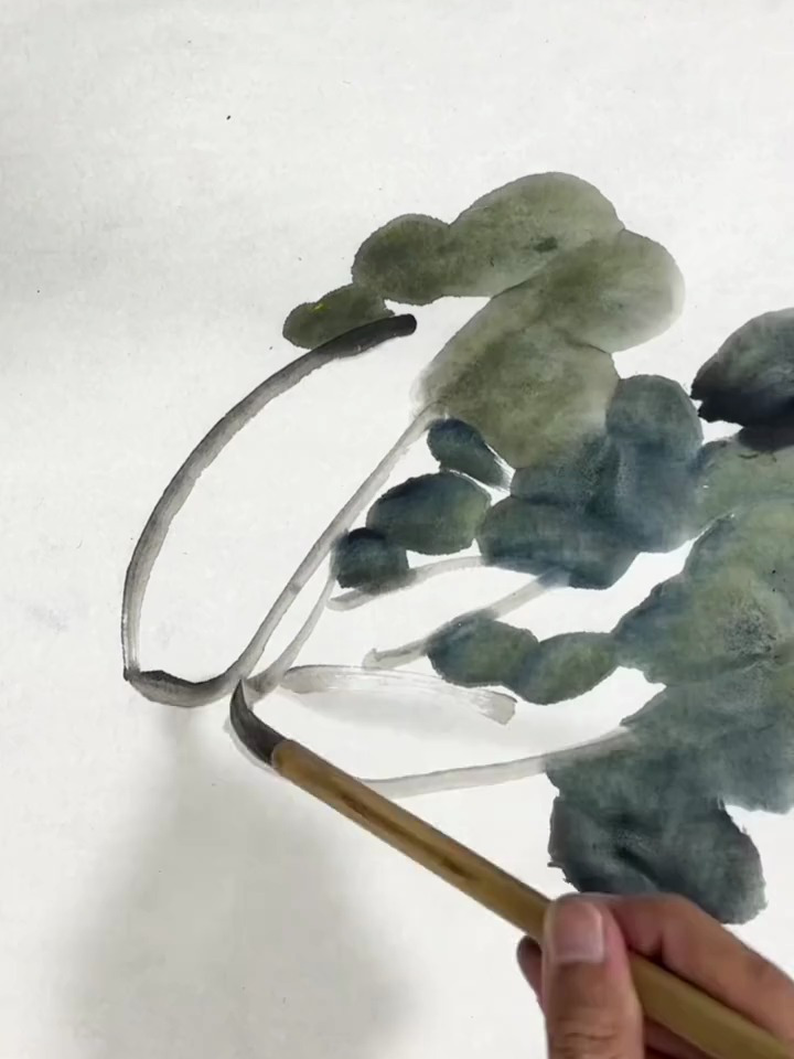 大写意白菜画法中的笔墨组合