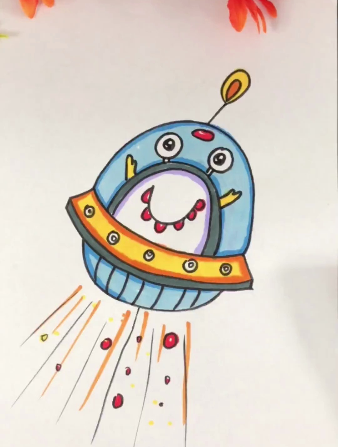 圆你一个梦想,乘坐宇宙飞船遨游太空 简笔画 零基础学画画