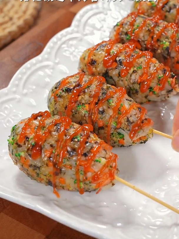 好吃的虾仁夹心饭团