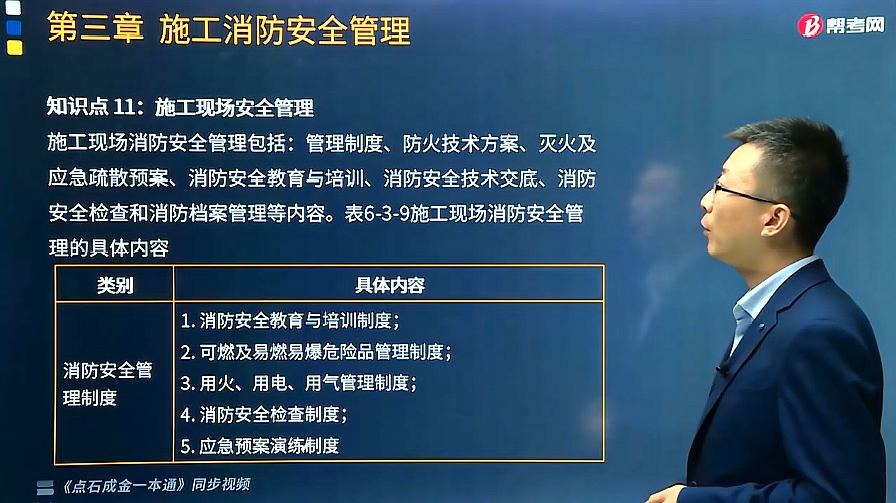 [图]听帮考网消防考试宿吉南老师讲施工现场消防安全管理制度是什么?