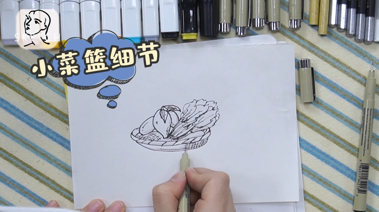 6.小曾速写基础小课堂,速写一个蔬果组合:芒果和菠菜