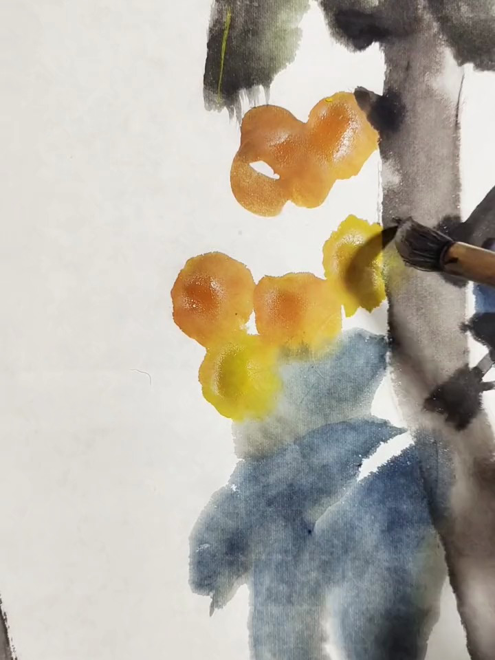 大写意枇杷画法,吴昌硕写意枇杷画法