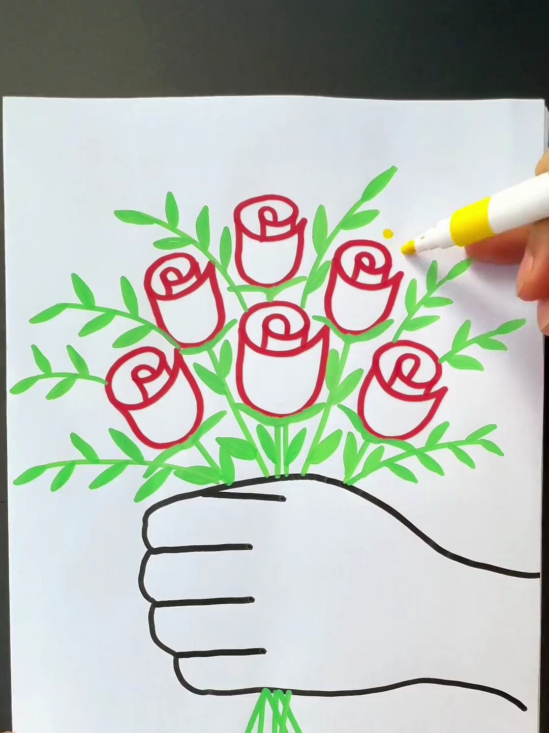 一起用手掌简单画教师节简笔画
