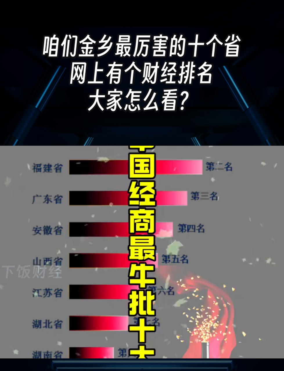 咱们金乡最厉害的十个省,网上有个财经排名,大家怎么看?