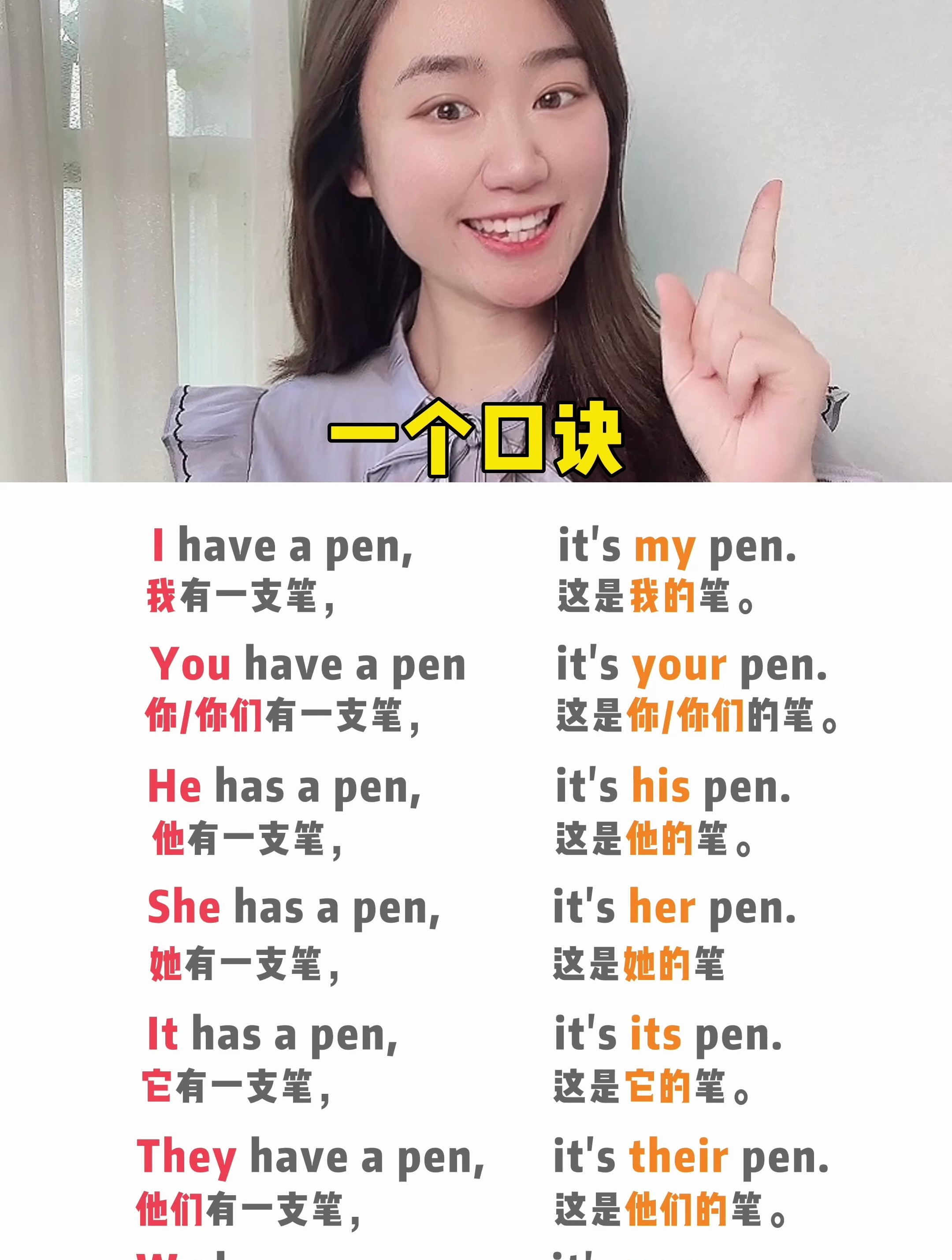 秒记人称代词和物主代词!