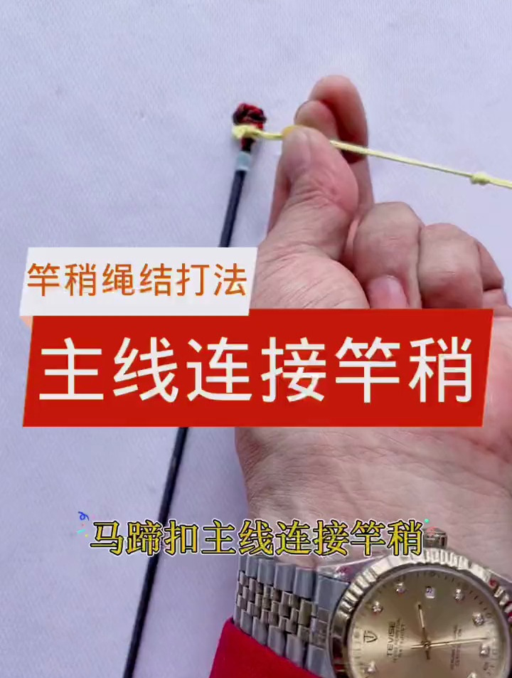 马蹄扣:主线这样连接竿稍,打结更结实不跑鱼!