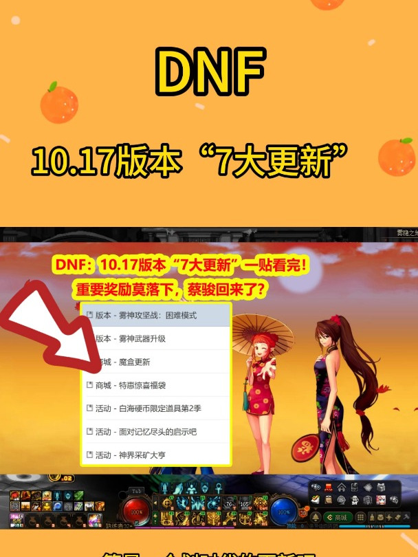 DNF:10.17版本“7大更新”一贴看完!重要奖励莫落下,蔡骏回归