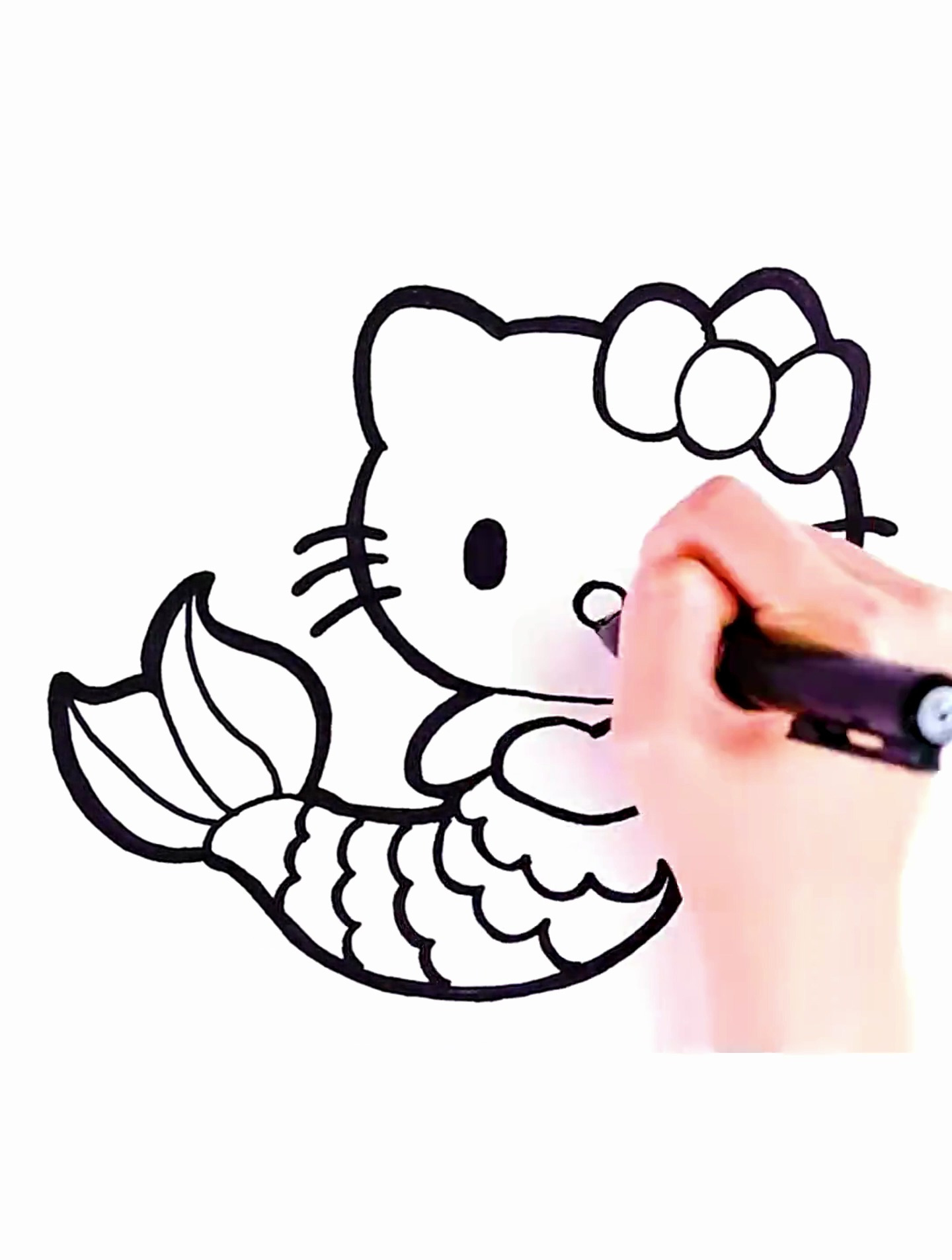 手绘:教你如何画美人鱼Hello Kitty