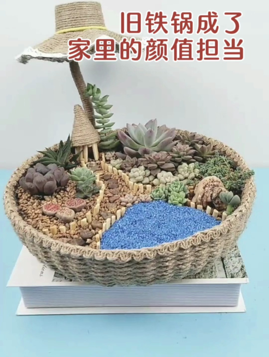 不用的旧锅能做什么?旧铁锅改成了家里的颜值担当多肉装饰摆件盆