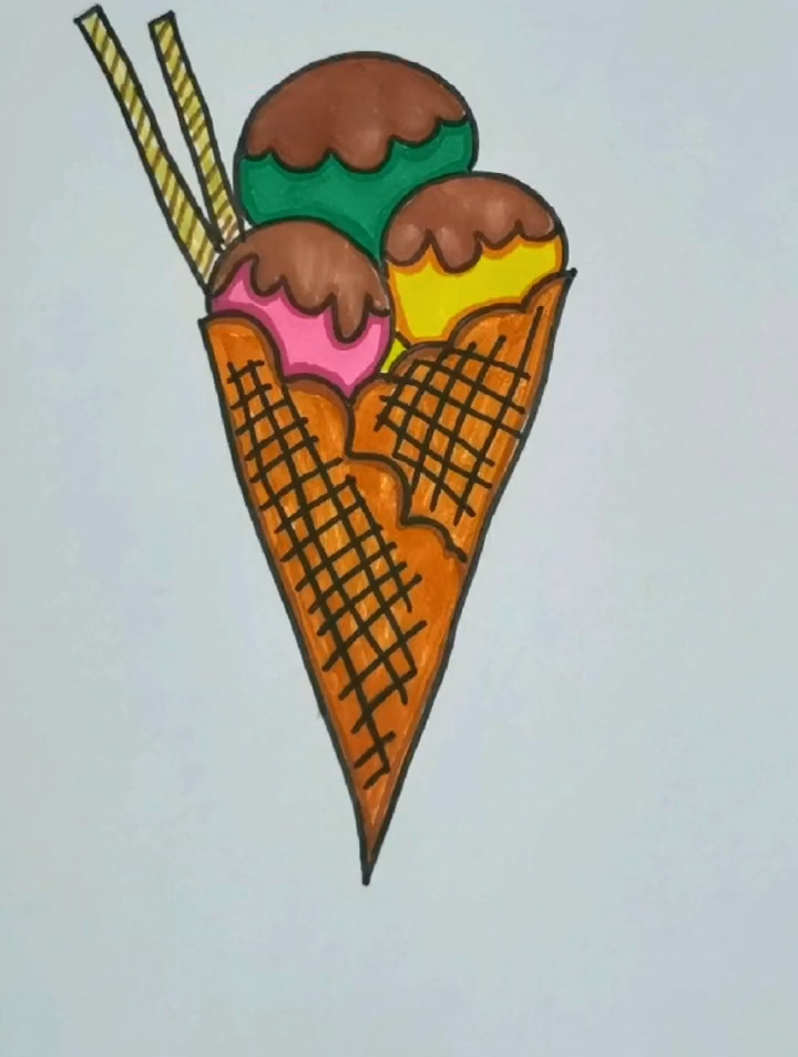 儿童简笔画教程:冰激凌