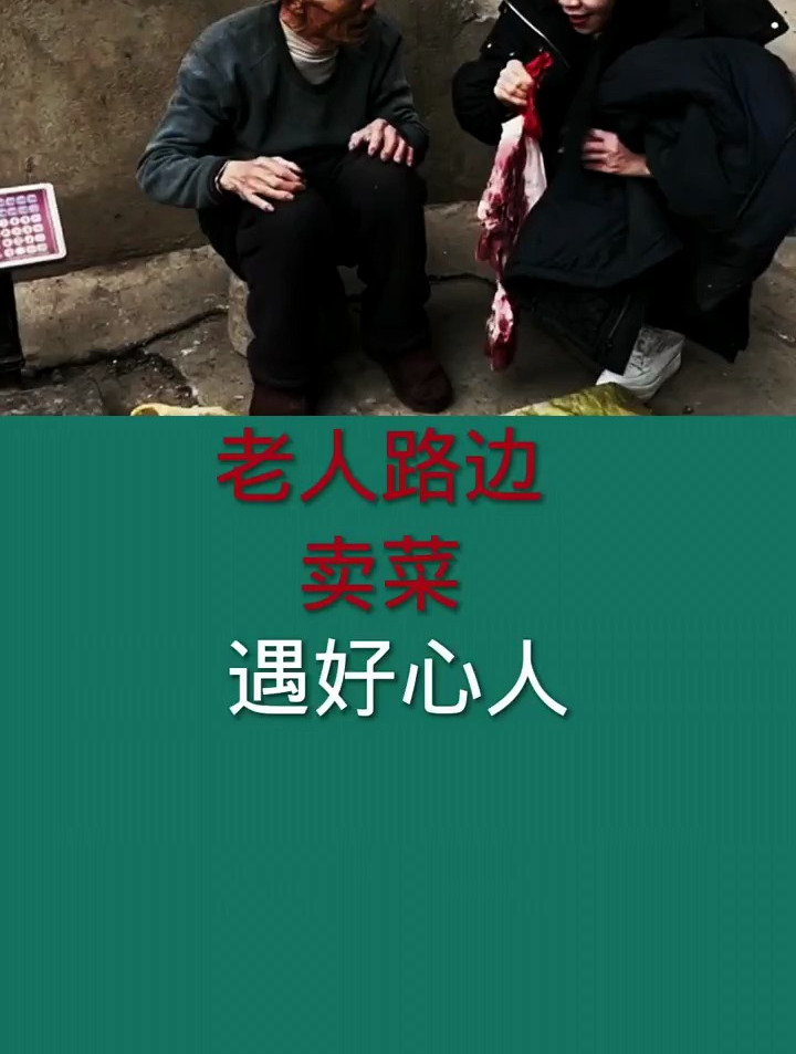老人路边卖菜遇到好心人