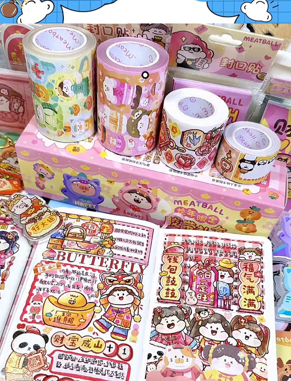 新鲜出炉!肉球手帐开箱秀,红色系排版超喜庆