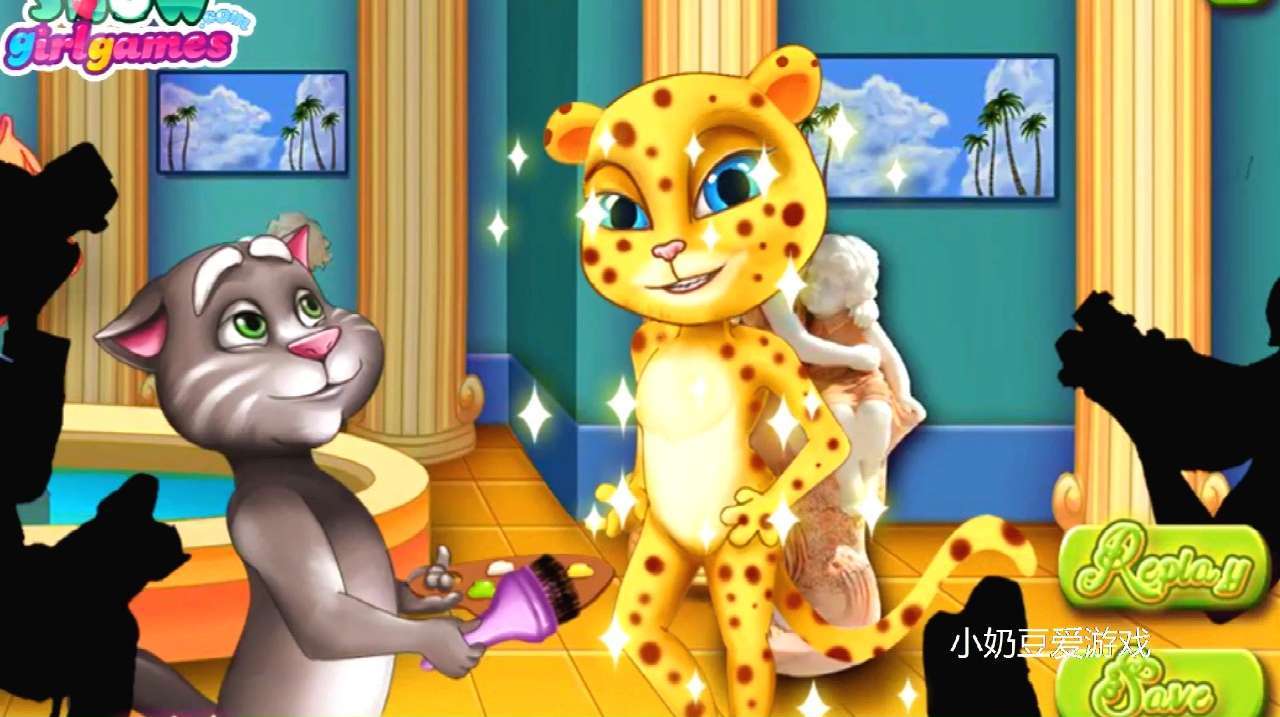 一只猫咪整形变豹子!安吉拉变身蜡像馆明星 汤姆猫和安吉拉游戏