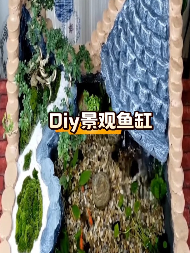 制作diy景观鱼缸,里面的假山绿植流水也太漂亮了吧