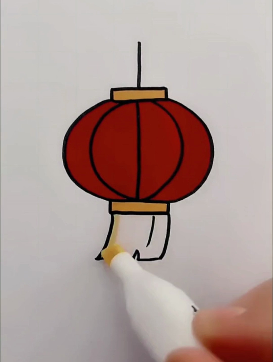 大红灯笼简笔画,简笔画教学