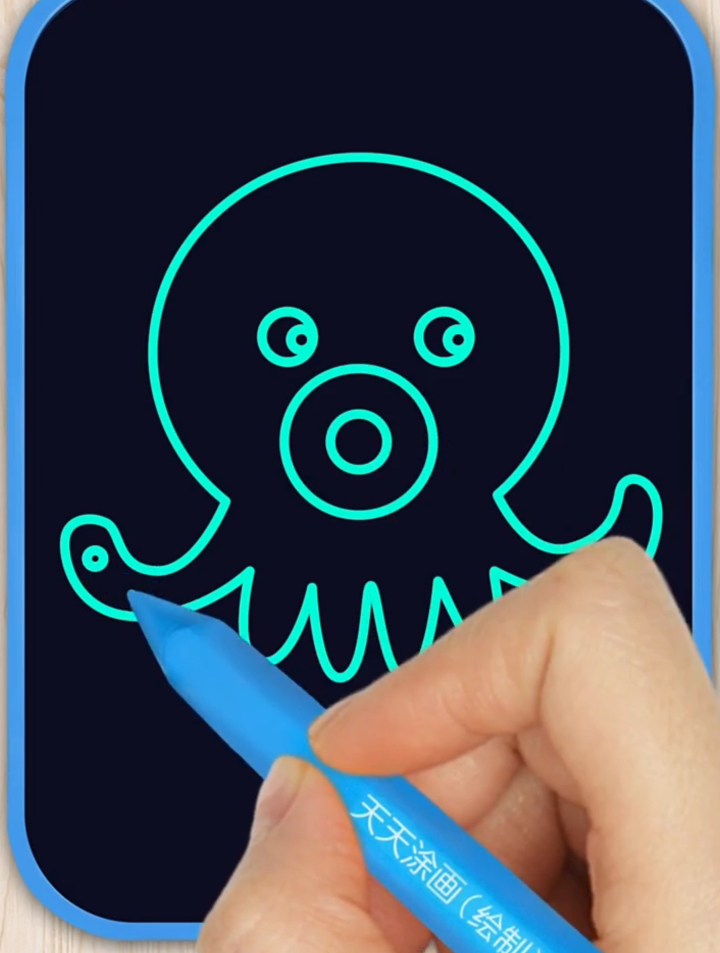 章鱼简笔画,用半圆画字母W画章鱼这样画简单又好看!