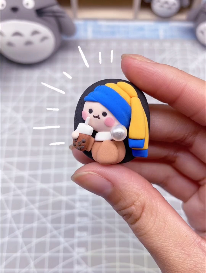 这次应该是喝珍珠奶茶的少女 黏土 手工diy 饰品