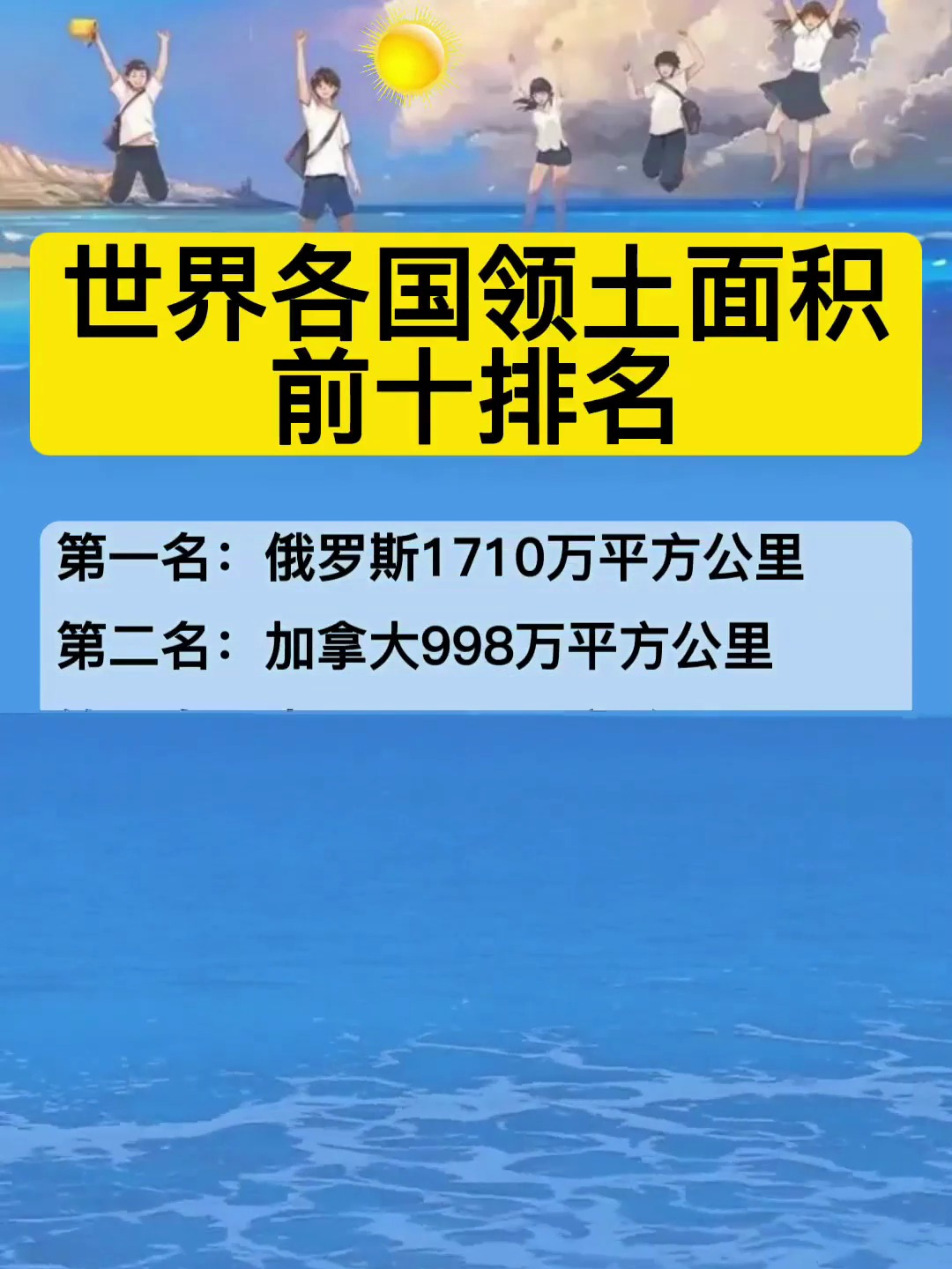 世界各国领土面积前十排名!