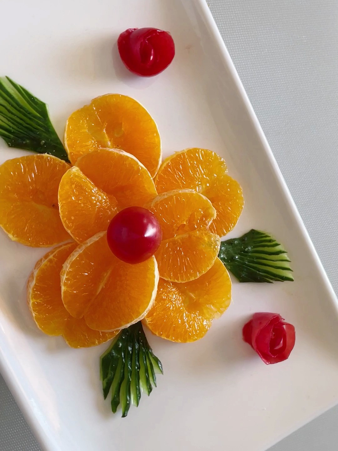 创意水果拼盘创意果盘制作,简单好看的橘子橙子水果拼盘摆盘技巧